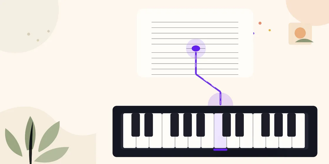 Beginner finding the middle area of a digital piano keyboard at home